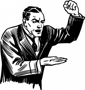 Angry man waiving fist; image by OpenClipart-Vectors, via Pixabay, CC0.