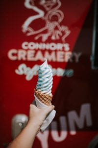 Connor’s Creamery ice cream cone; image by Christin Hume, via Unsplash.com.