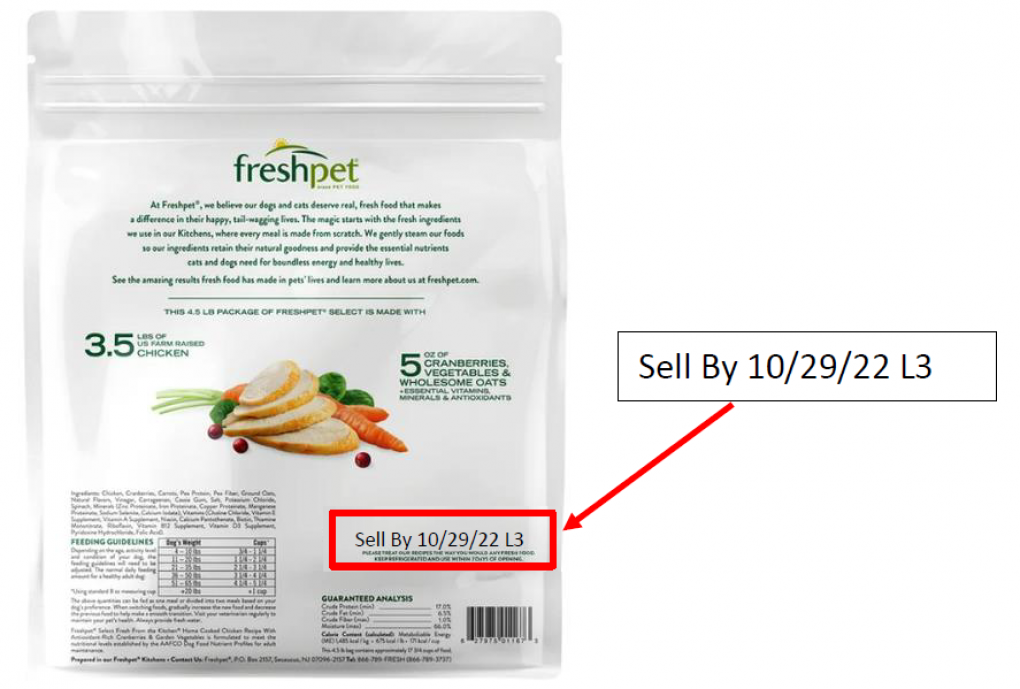 Recalled Freshpet label