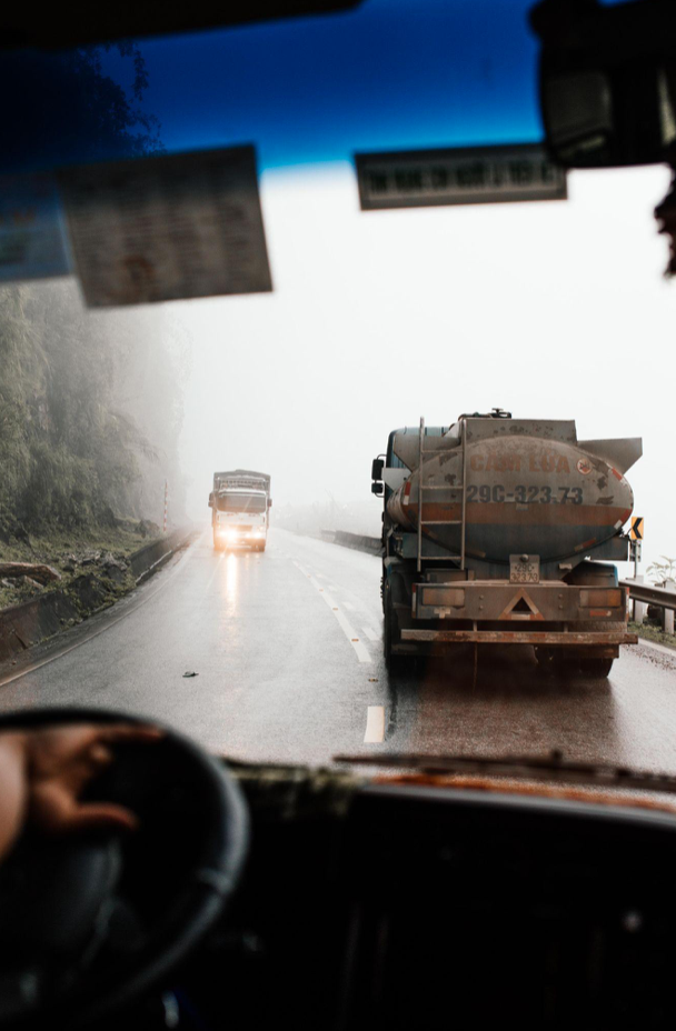 Trucks on the road; image by Rachel Claire, via Pexesl.com