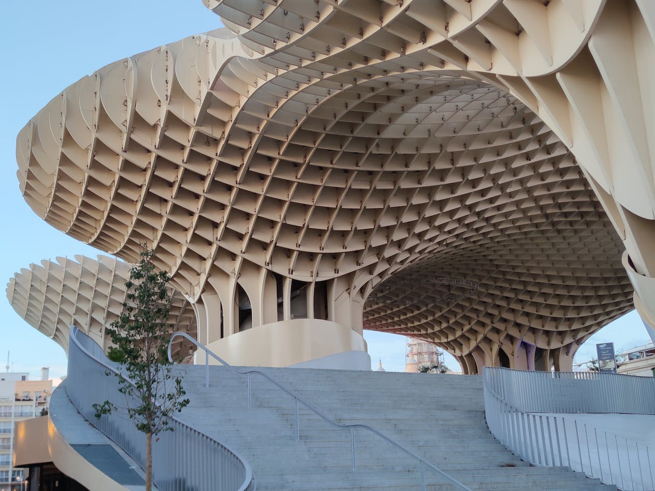 Steps Leading to Setas de Sevilla in Seville, Spain; image by Antonio Garcia Prats, via Pexels.com.