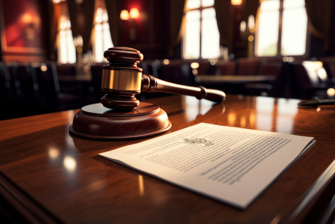 Gavel on desk with paperwork; image by Freepik, via Freepik.com.